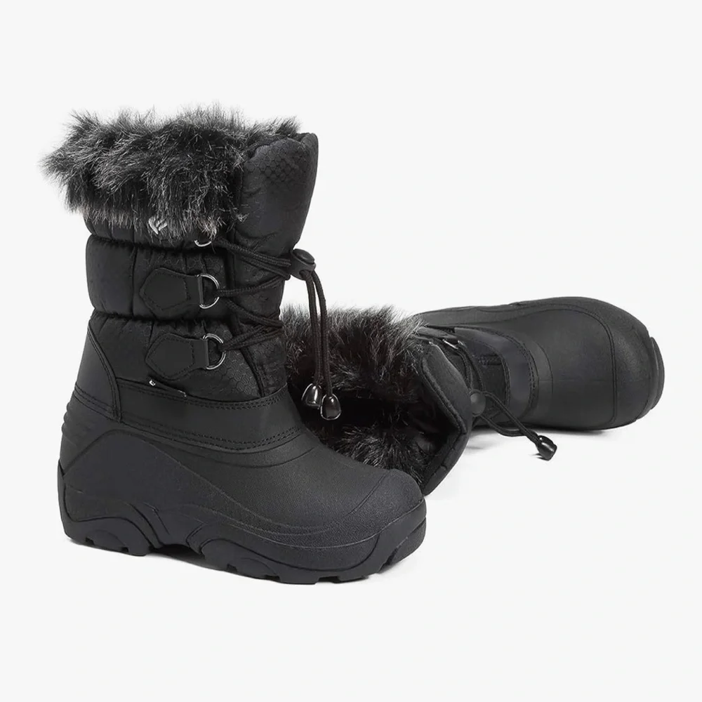 NWT CIOR Toddler Snow Boots Waterproof Black Faux Fur Winter Size 2
